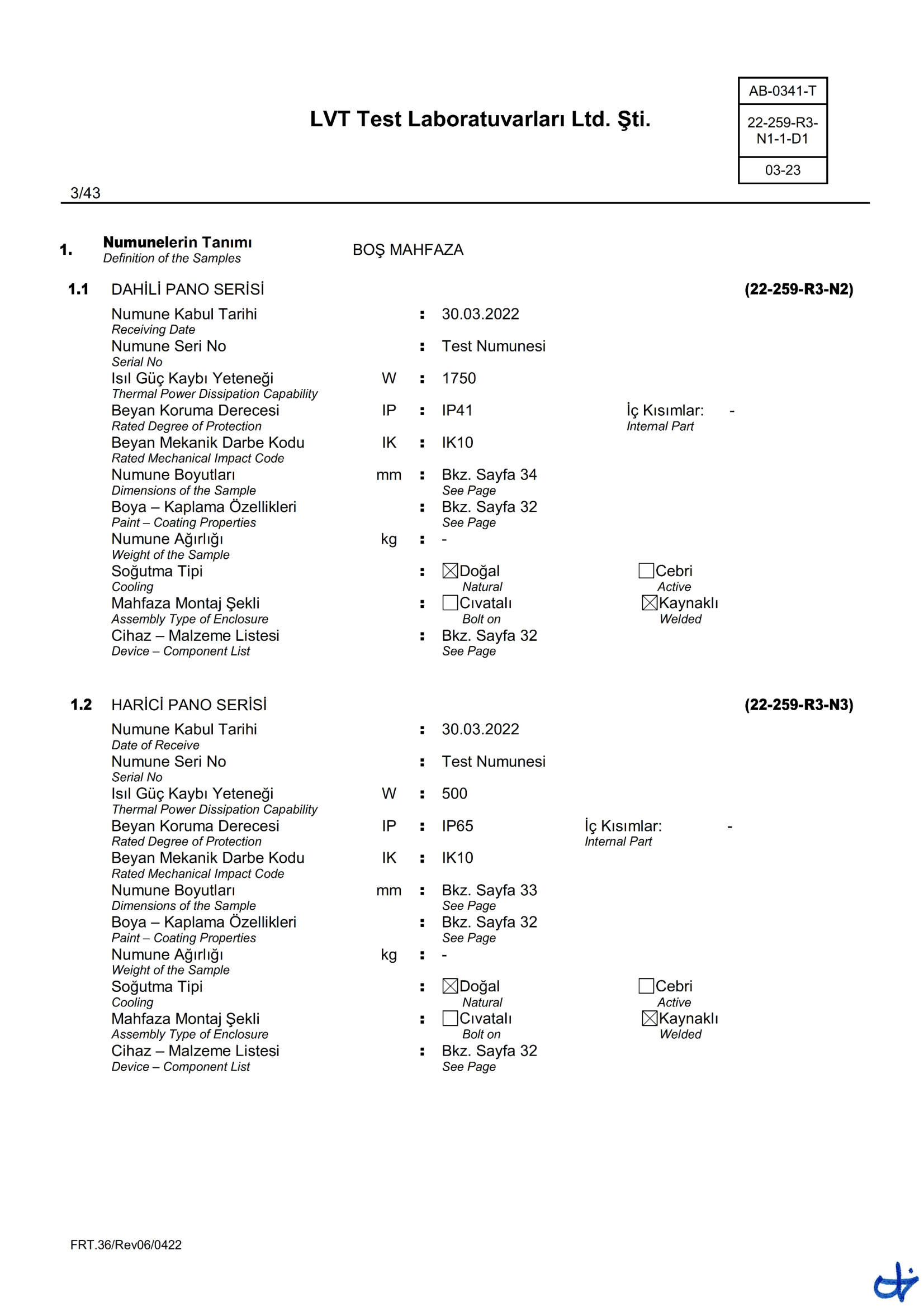 Epron TS EN 62208 Boş Muhafaza (22-259-R3 Rapor)-03