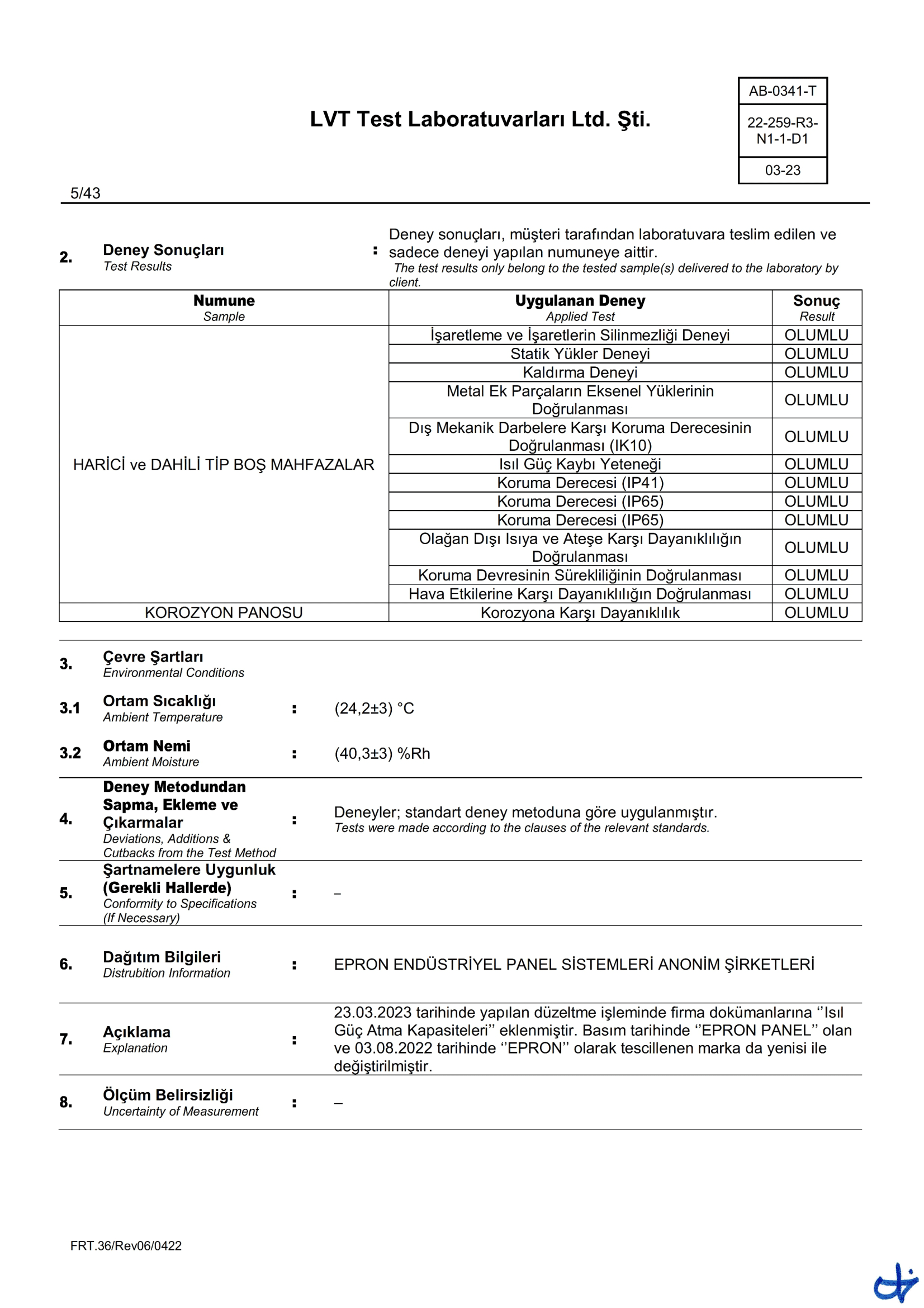 Epron TS EN 62208 Boş Muhafaza (22-259-R3 Rapor)-05