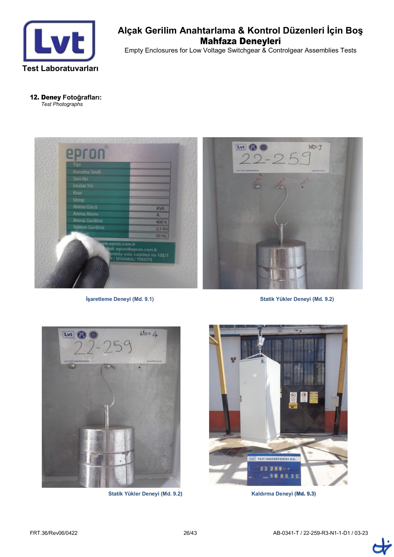 Epron TS EN 62208 Boş Muhafaza (22-259-R3 Rapor)-26