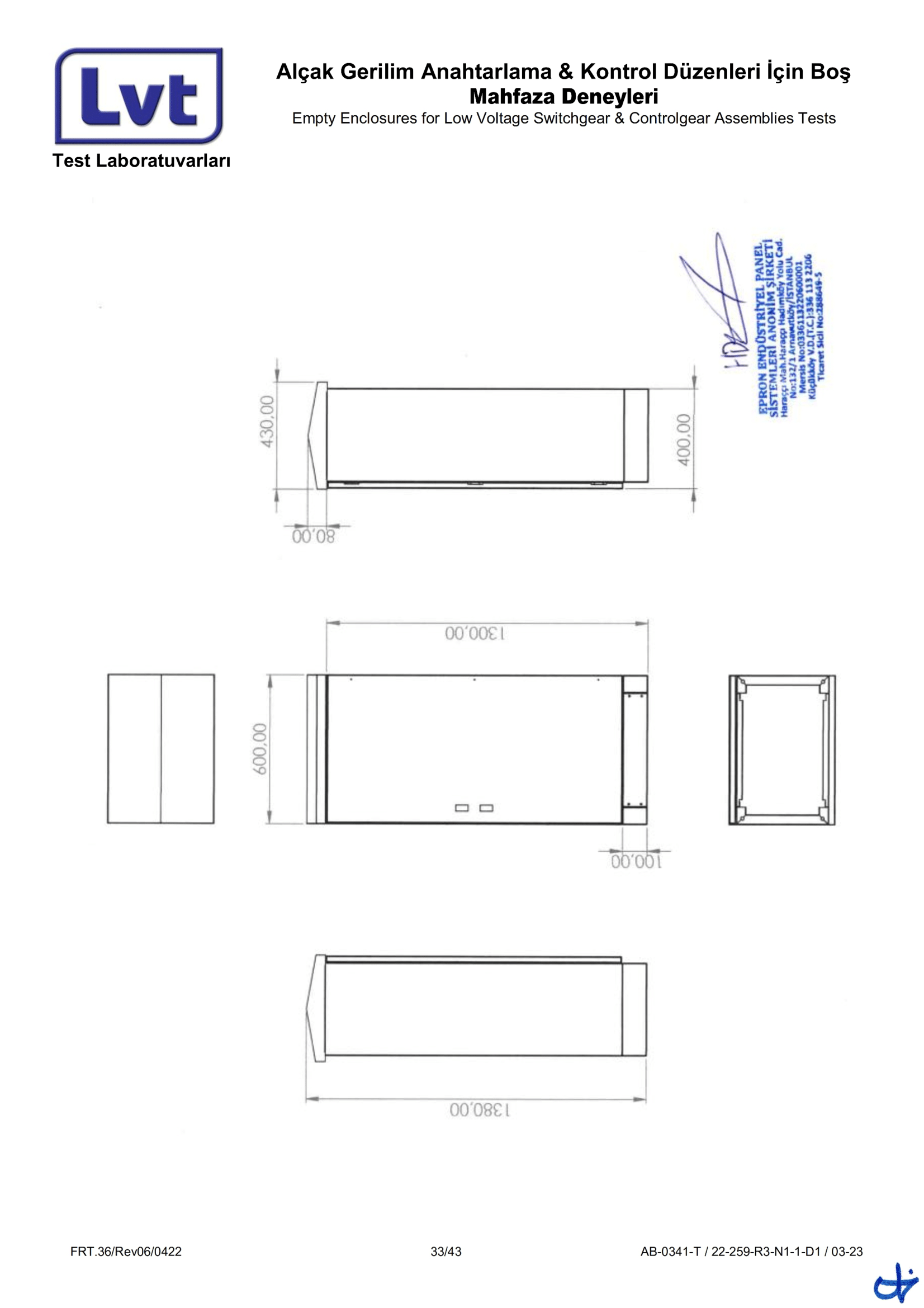 Epron TS EN 62208 Boş Muhafaza (22-259-R3 Rapor)-33