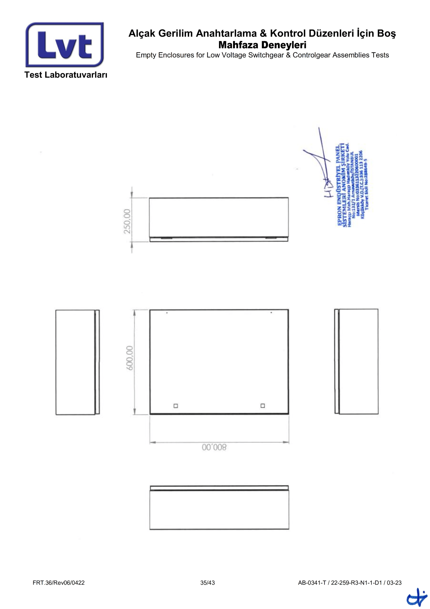 Epron TS EN 62208 Boş Muhafaza (22-259-R3 Rapor)-35