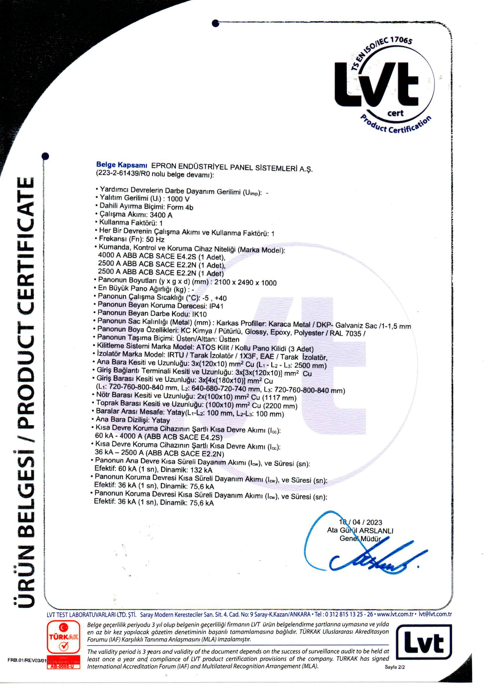 Epron TS EN IEC 61439 4000A ABB (223-2-61439-R0) TR-2