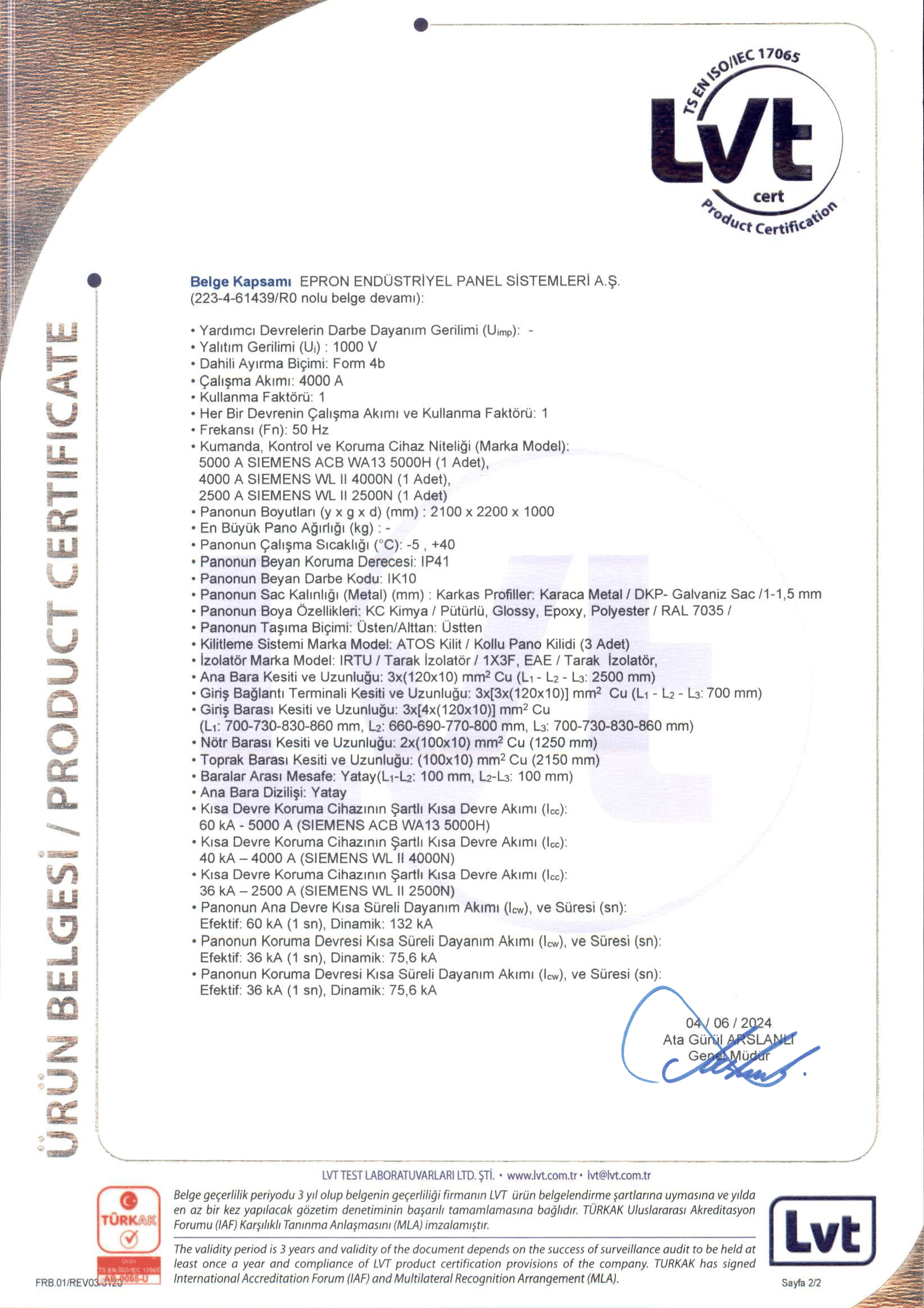 Epron TS EN IEC 61439 5000 A Siemens (223-461439-R0) TR-2